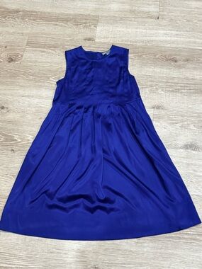 Vince 100% Silk Blend Cobalt Blue Sleeveless Pleated Dress Size 4